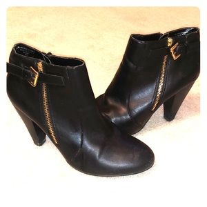 Black leather booties